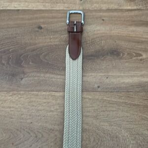 Vineyard Vines Braided 34 Tan Belt with Leather and Silver Buckle